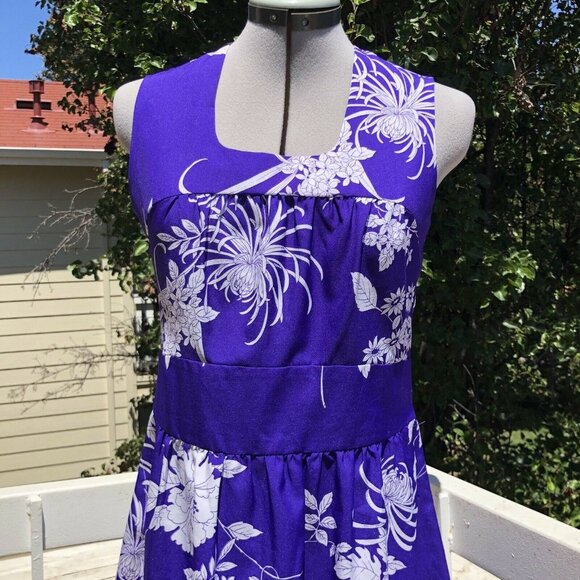 VTG 60s Paradise Hawaii Purple White Floral Dress - Picture 4 of 7